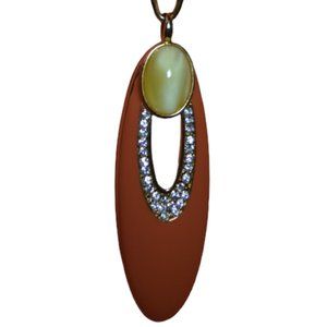 Orange and Yellow Retro Design Necklace with Rhinestones 60s